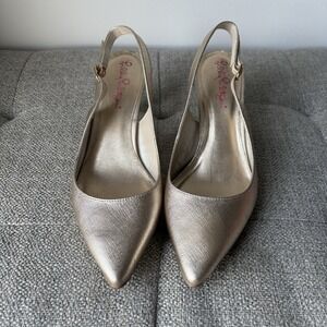 Lilly Pulitzer Erin Metallic Gold Slingback Pump/Kitten Heels ElegantClassy Sz6